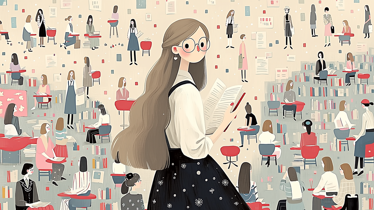 カリ・H・チェスニェフスキ(Kali H. Trzesniewski)の論文を読む女性