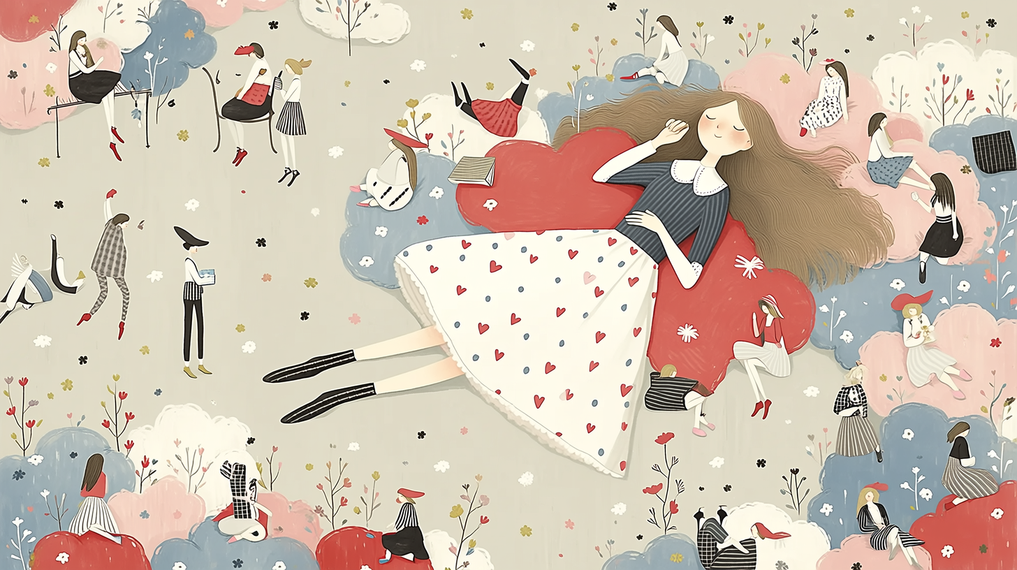 昼寝をしている女性