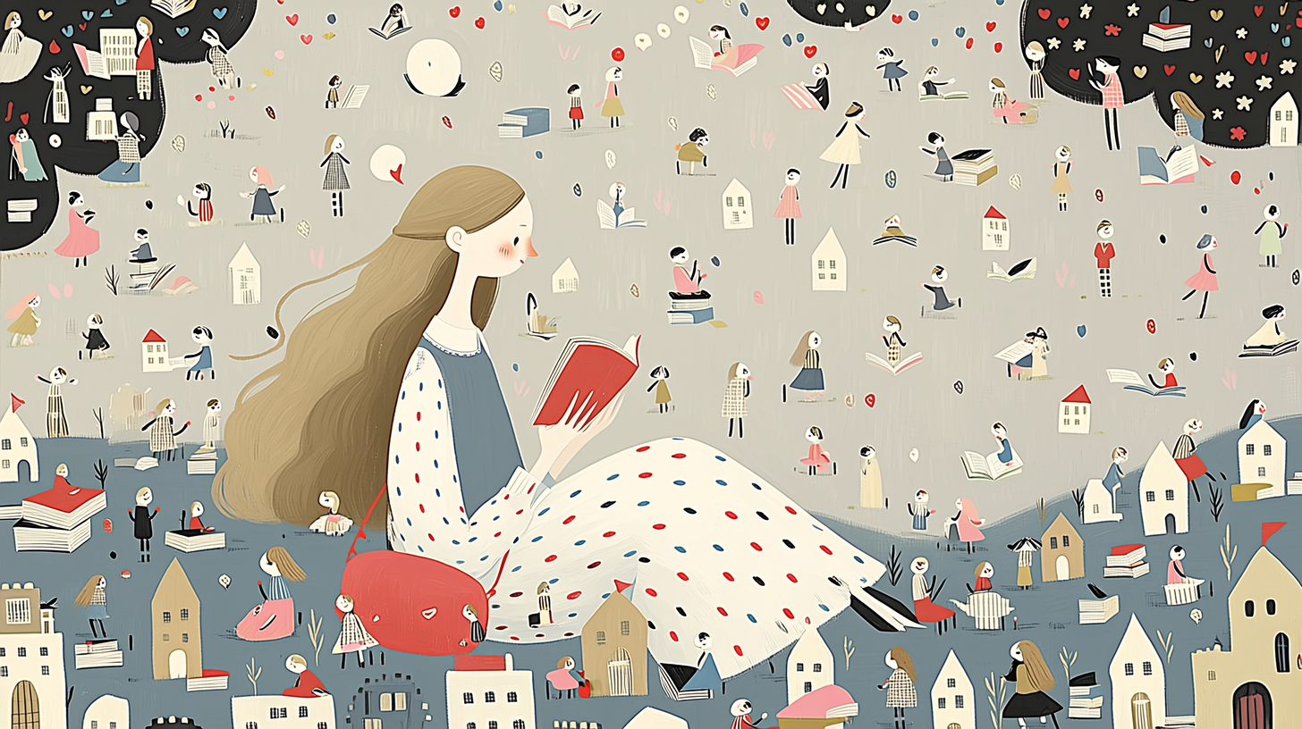 ヘレナ・ヘルマン(Helena Hermann)の論文を読む女性