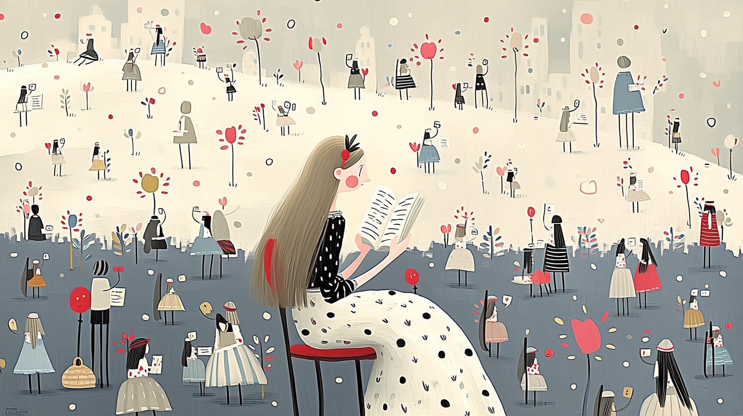 ユルゲン・メース(Jürgen Maes)の論文を読む女性