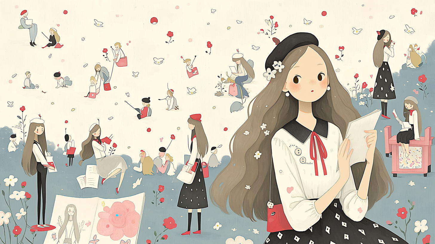 ヴェヤ・シーキス(Veya Seekis)の論文を読む女性