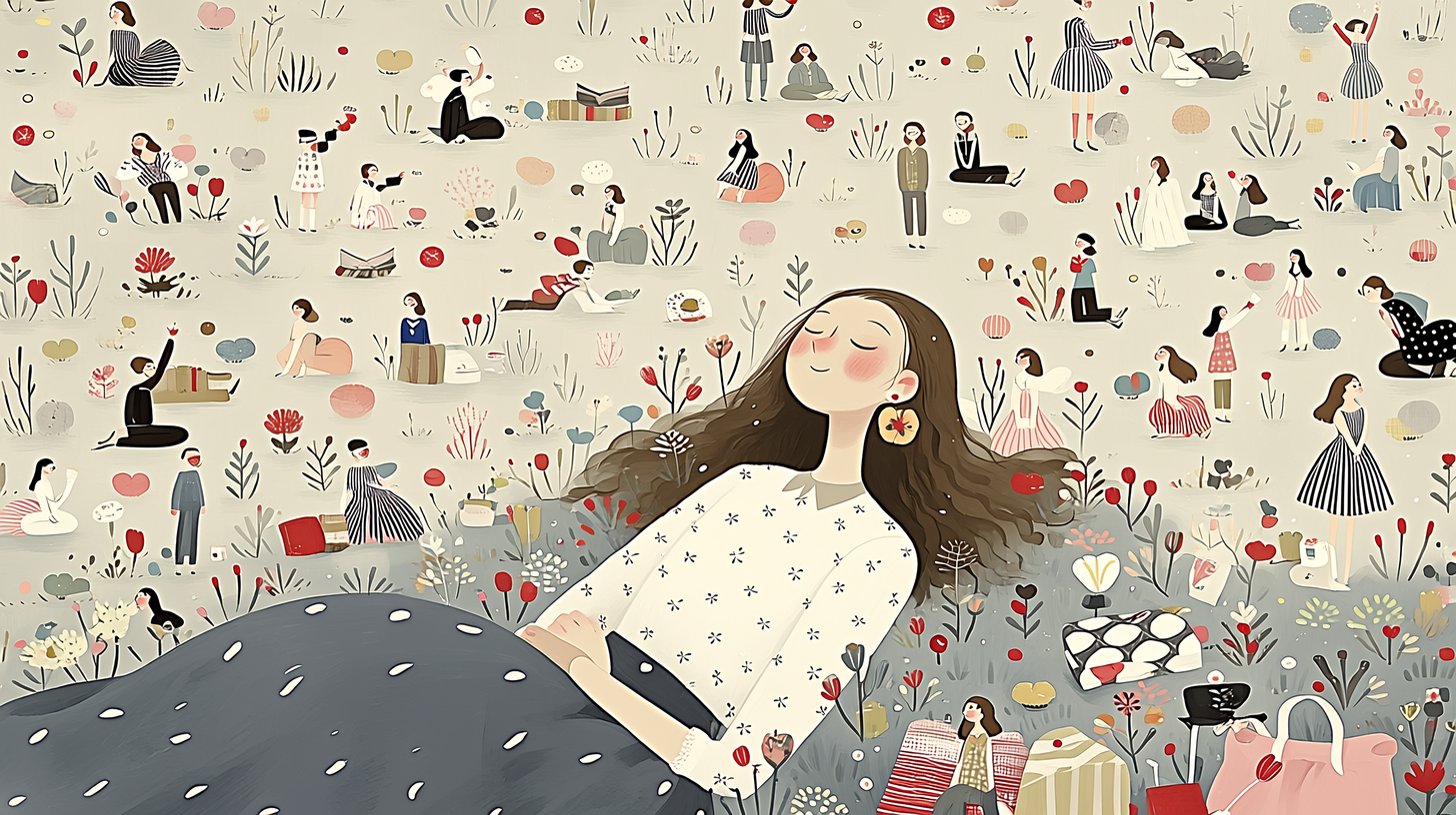 自分にやさしく昼寝をしている女性